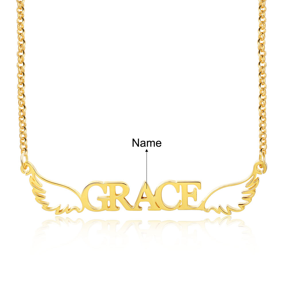 Personalized Angel Wing Name Necklace