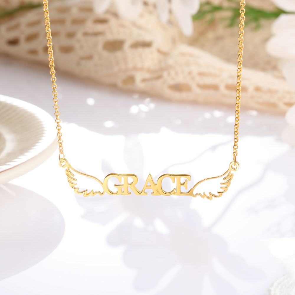 Personalized Angel Wing Name Necklace