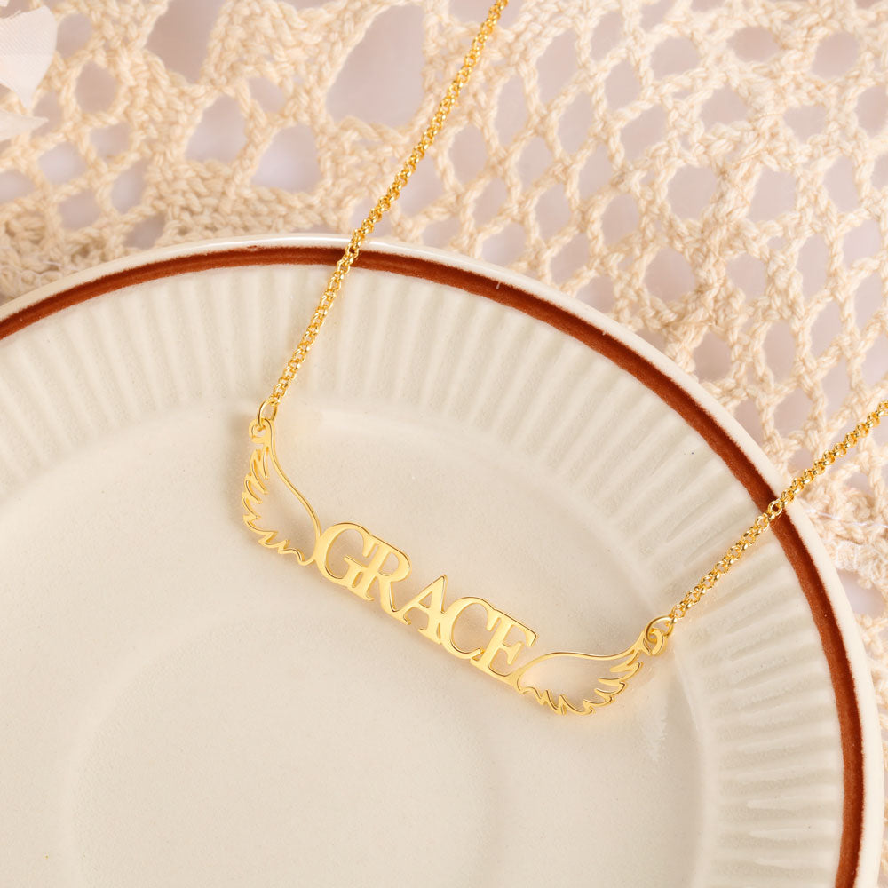 Personalized Angel Wing Name Necklace