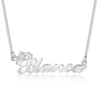 Birthstone & Engraved Name Necklace