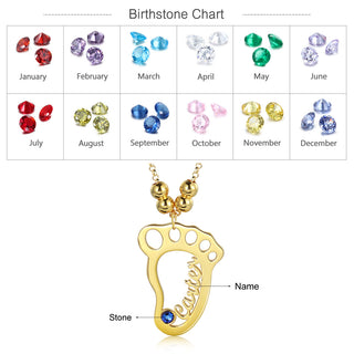 Personalized Rhodium Plated Baby Foot Name Necklace