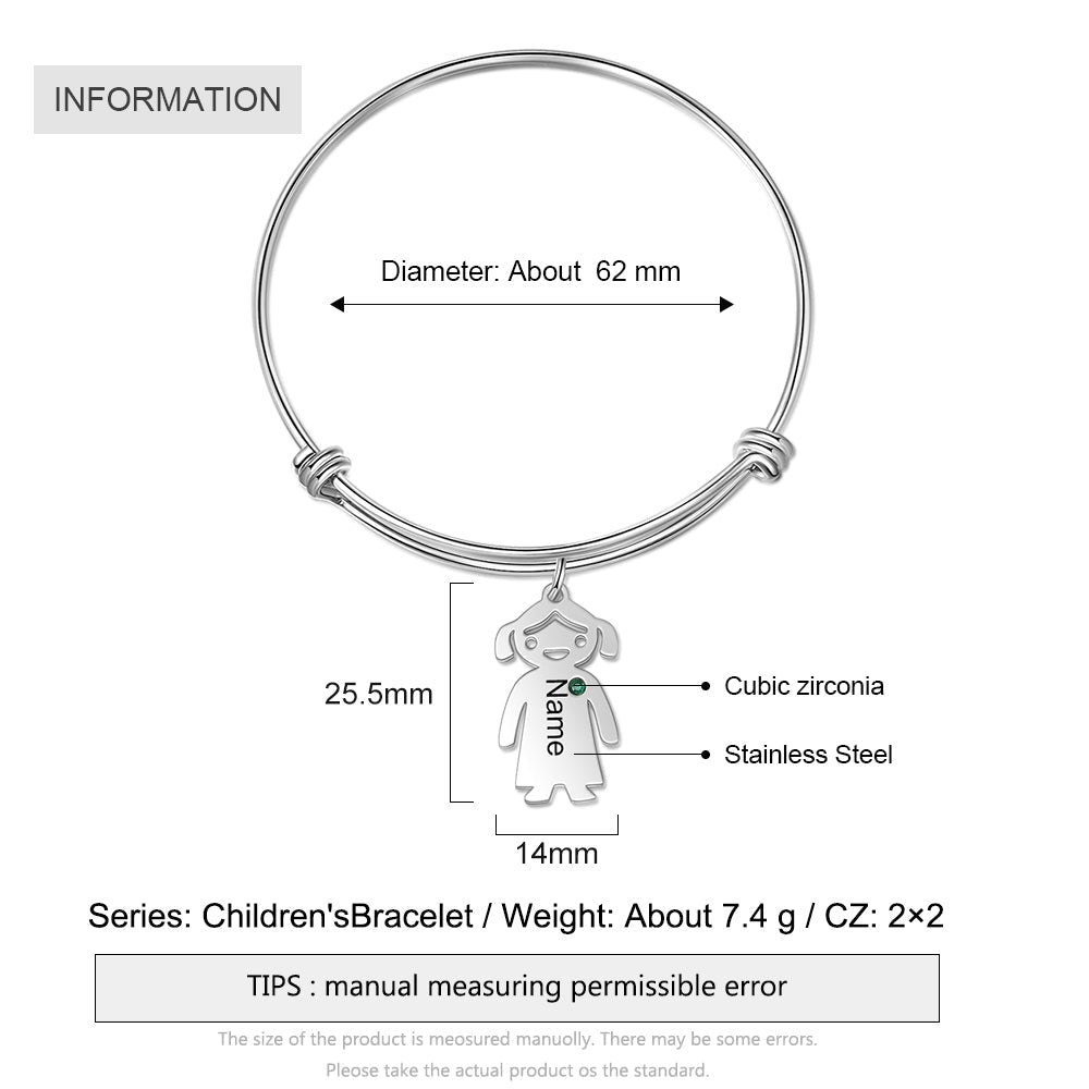 Personalized Stainless Steel Baby Boy Girl Bangle Bracelet