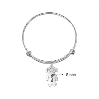 Personalized Stainless Steel Baby Boy Girl Bangle Bracelet
