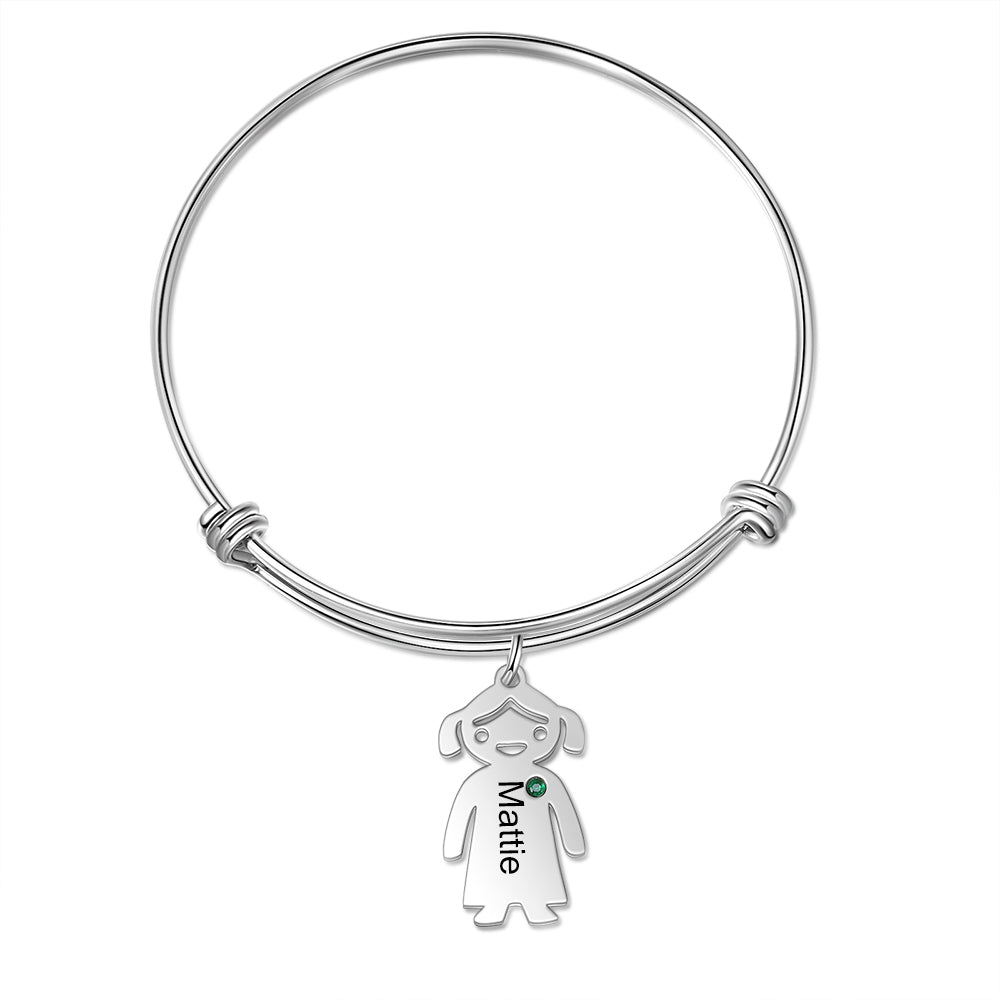 Personalized Stainless Steel Baby Boy Girl Bangle Bracelet