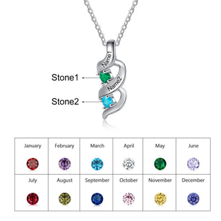 Personalized Rhodium Plated Birthstone Necklace