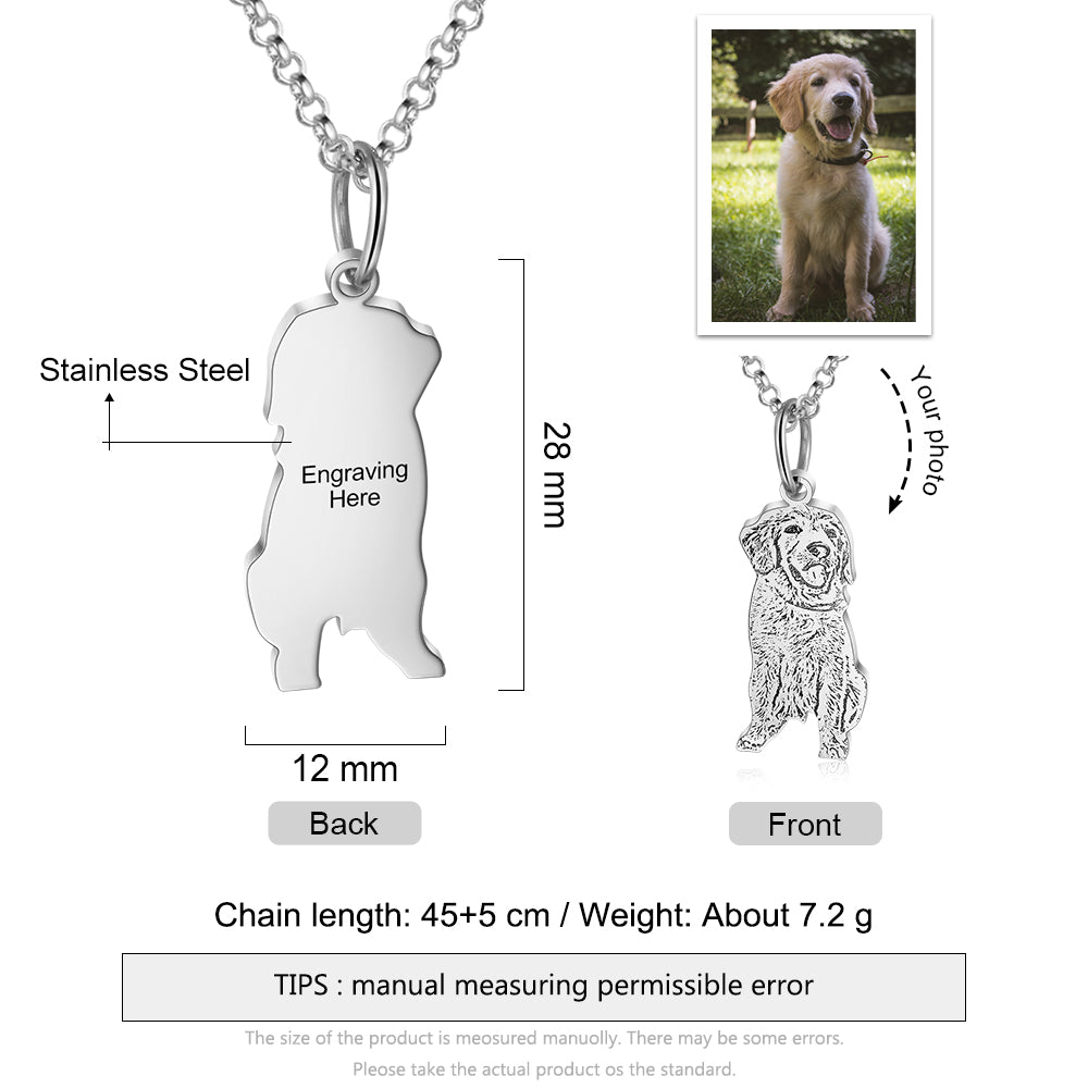 Personalized Stainless Steel Pet Animal Shadow Carving Necklace