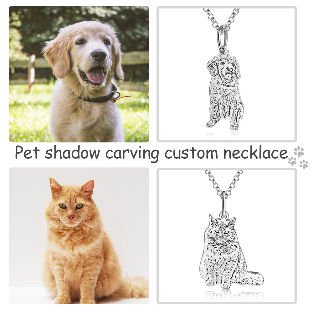 Personalized Stainless Steel Pet Animal Shadow Carving Necklace