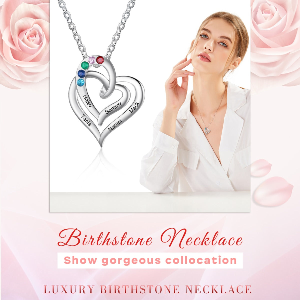 Rhodium Plated Heart Shape Necklace