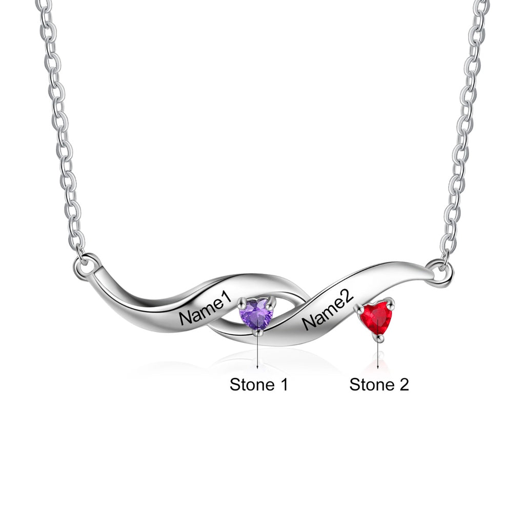 Rhodium Plated Heartbeat Necklace
