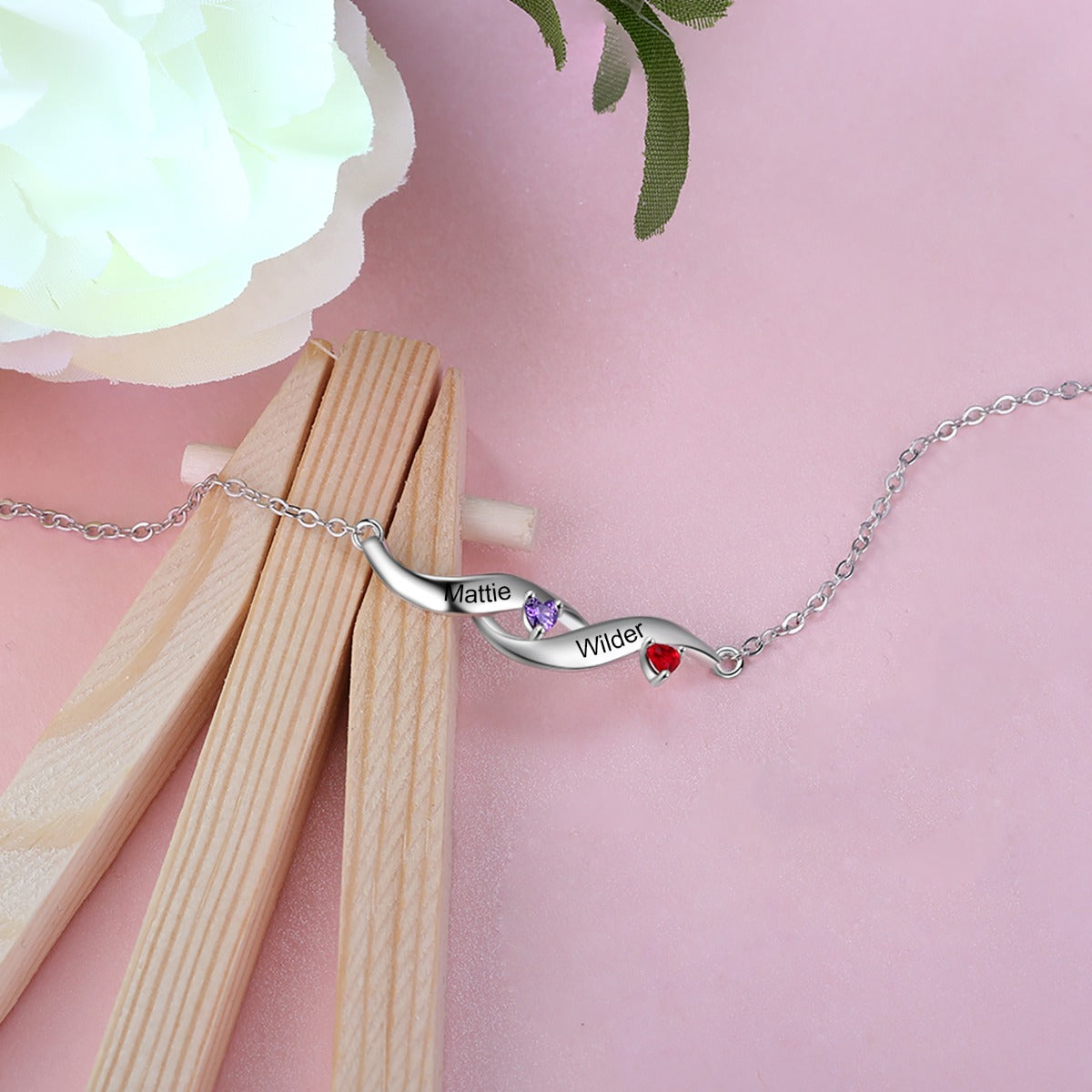 Rhodium Plated Heartbeat Necklace
