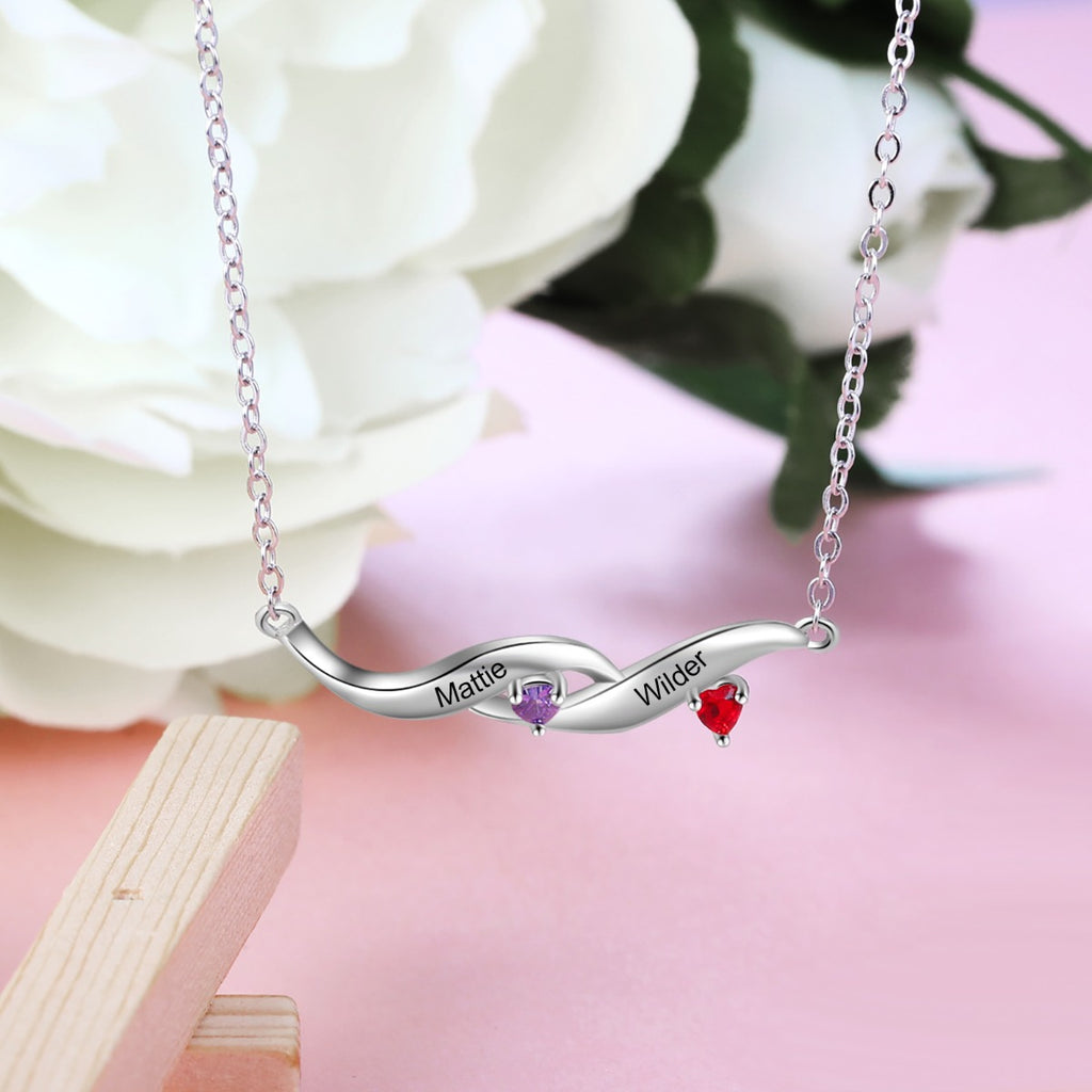 Rhodium Plated Heartbeat Necklace