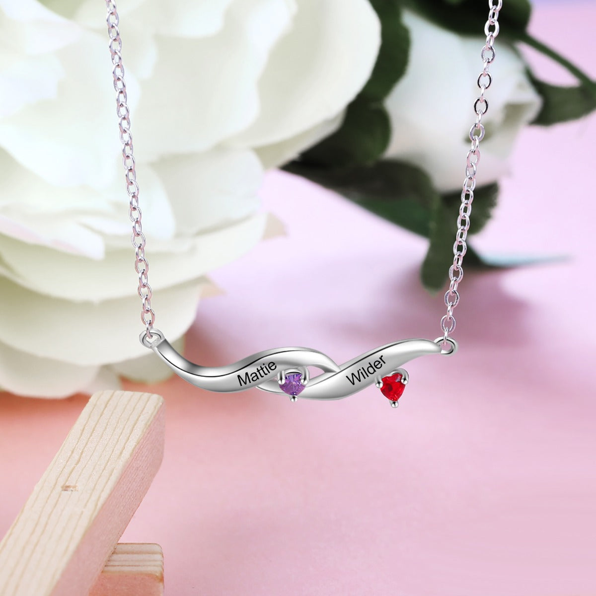 Rhodium Plated Heartbeat Necklace