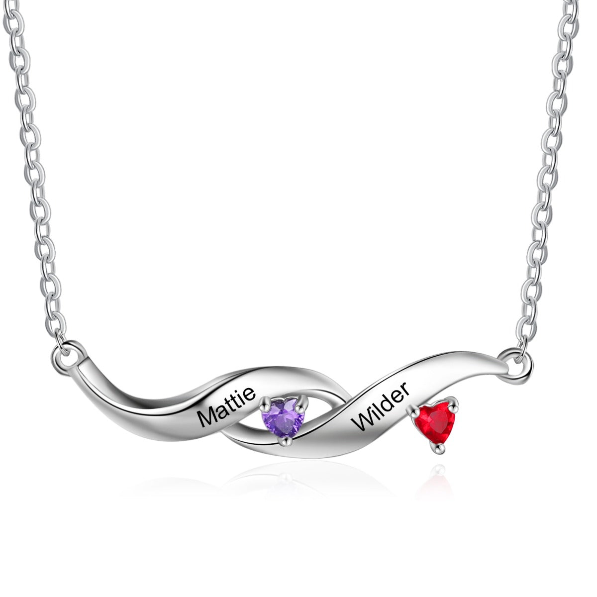 Rhodium Plated Heartbeat Necklace