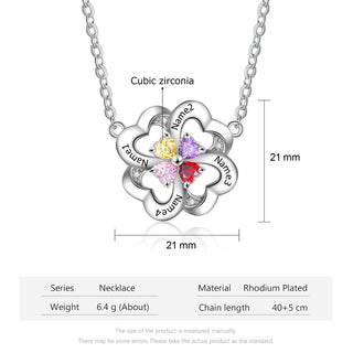 Rhodium Plated Heart Shape Flower Necklace