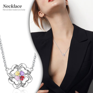 Rhodium Plated Heart Shape Flower Necklace