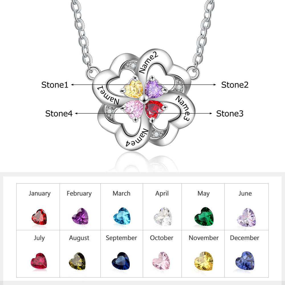 Rhodium Plated Heart Shape Flower Necklace