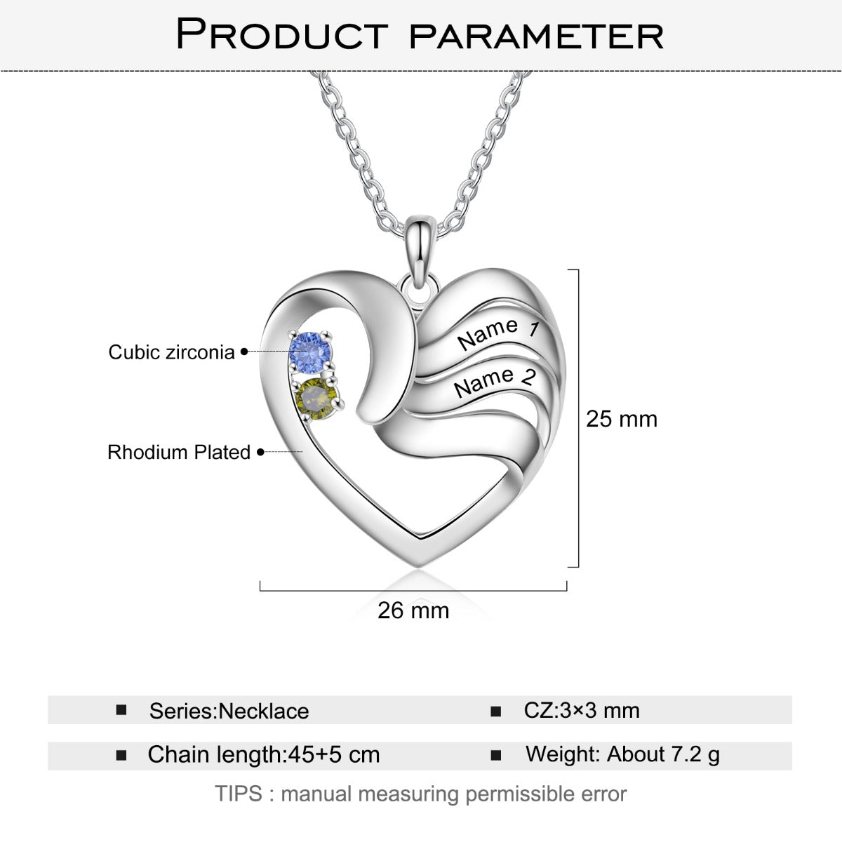Copper Birthtsone Heart Shape Necklace