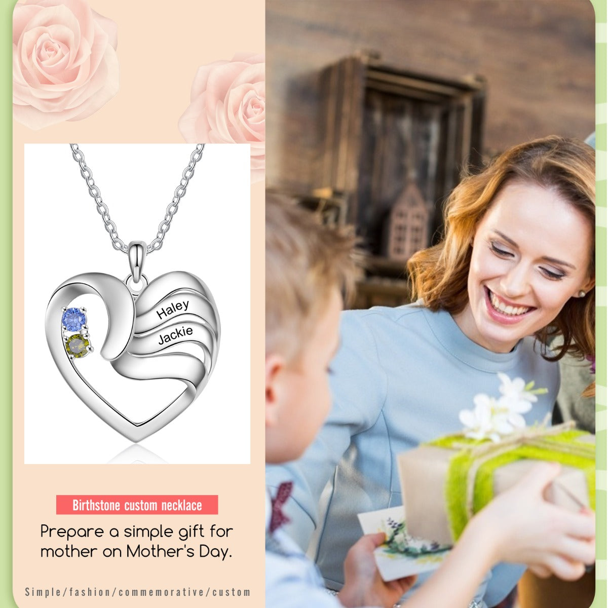 Copper Birthtsone Heart Shape Necklace