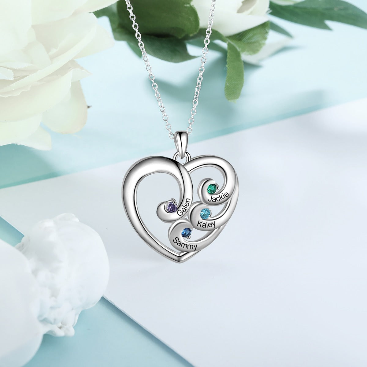 Rhodium Plated Heart Shape Necklace