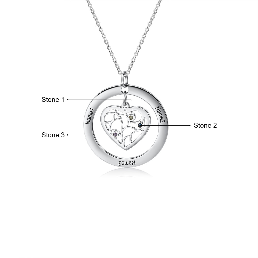 Personalized Stainless Steel Heart Shape Tree Necklace