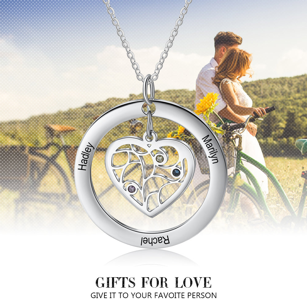 Personalized Stainless Steel Heart Shape Tree Necklace