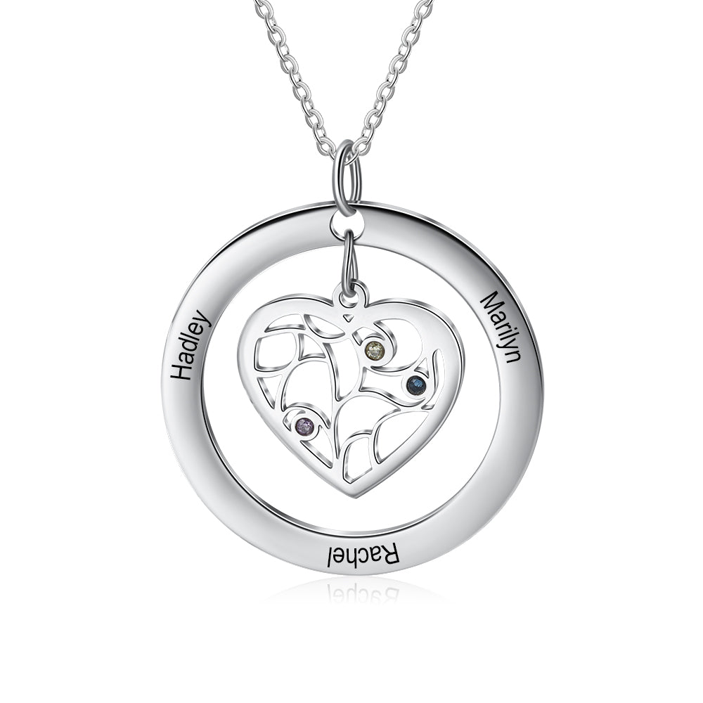 Personalized Stainless Steel Heart Shape Tree Necklace