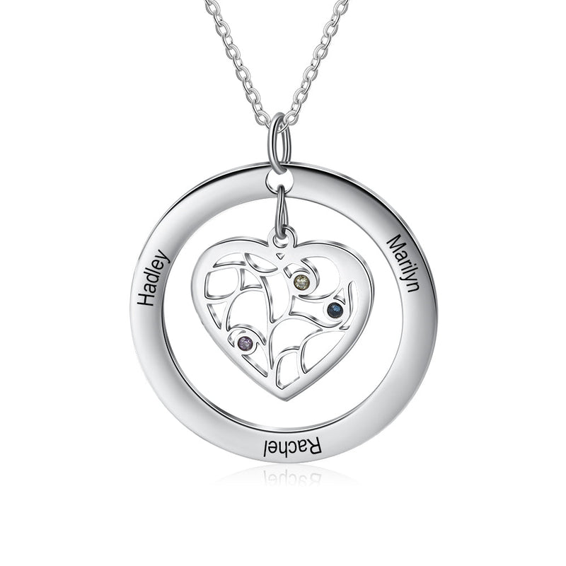 Personalized Stainless Steel Heart Shape Tree Necklace