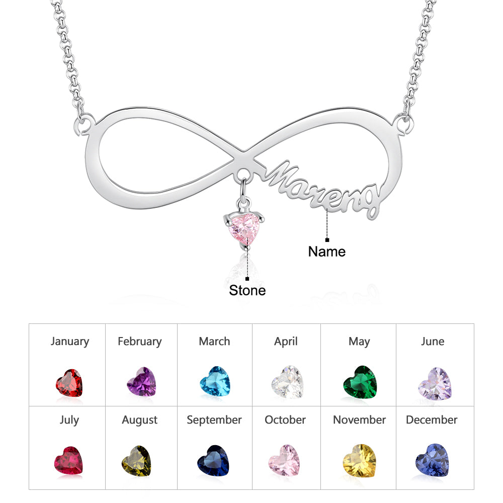 Personalized Rhodium Plated Infinity Name Necklace
