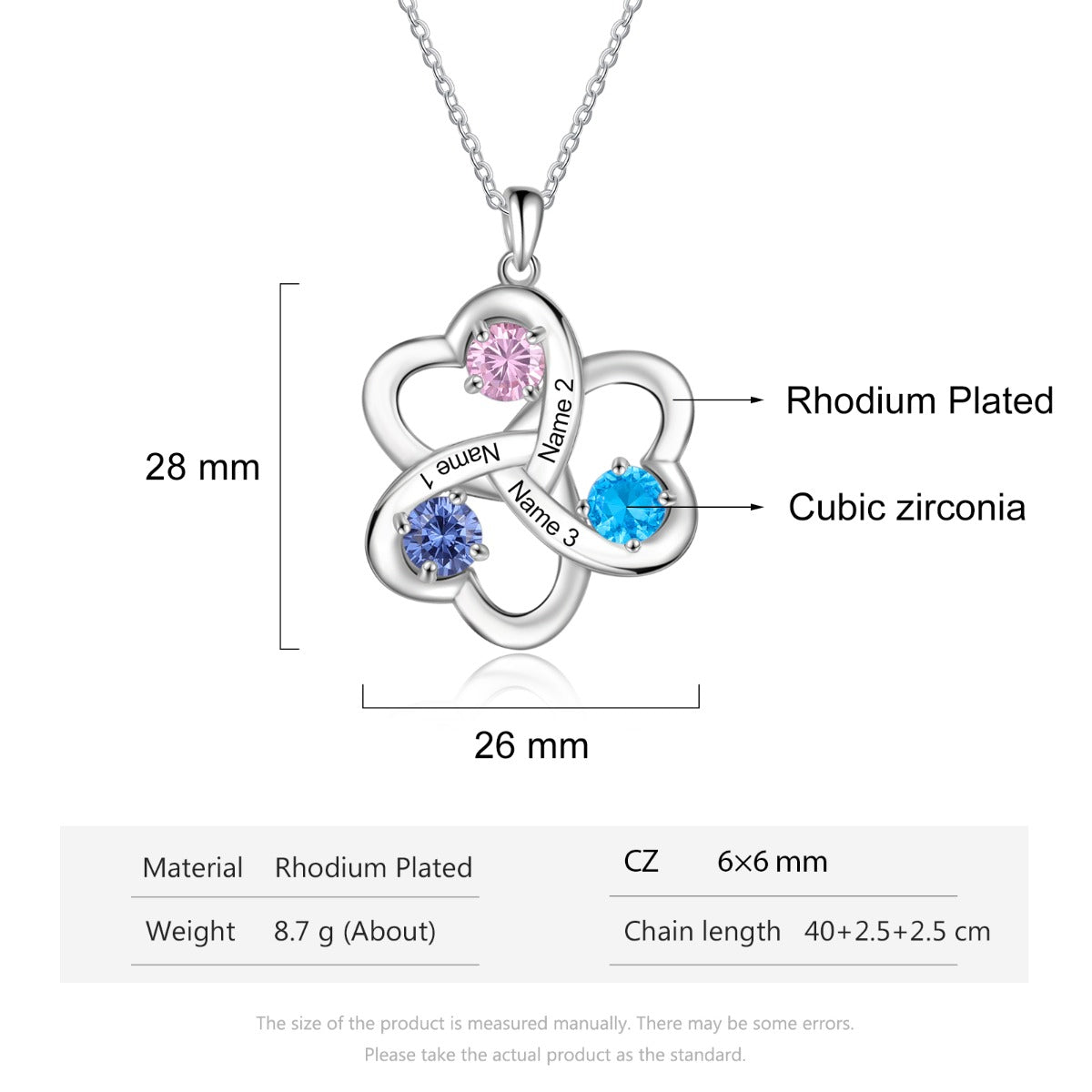 Rhodium Plated Heart Shape Flower Necklace