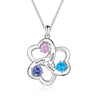 Rhodium Plated Heart Shape Flower Necklace