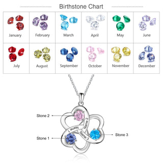 Rhodium Plated Heart Shape Flower Necklace