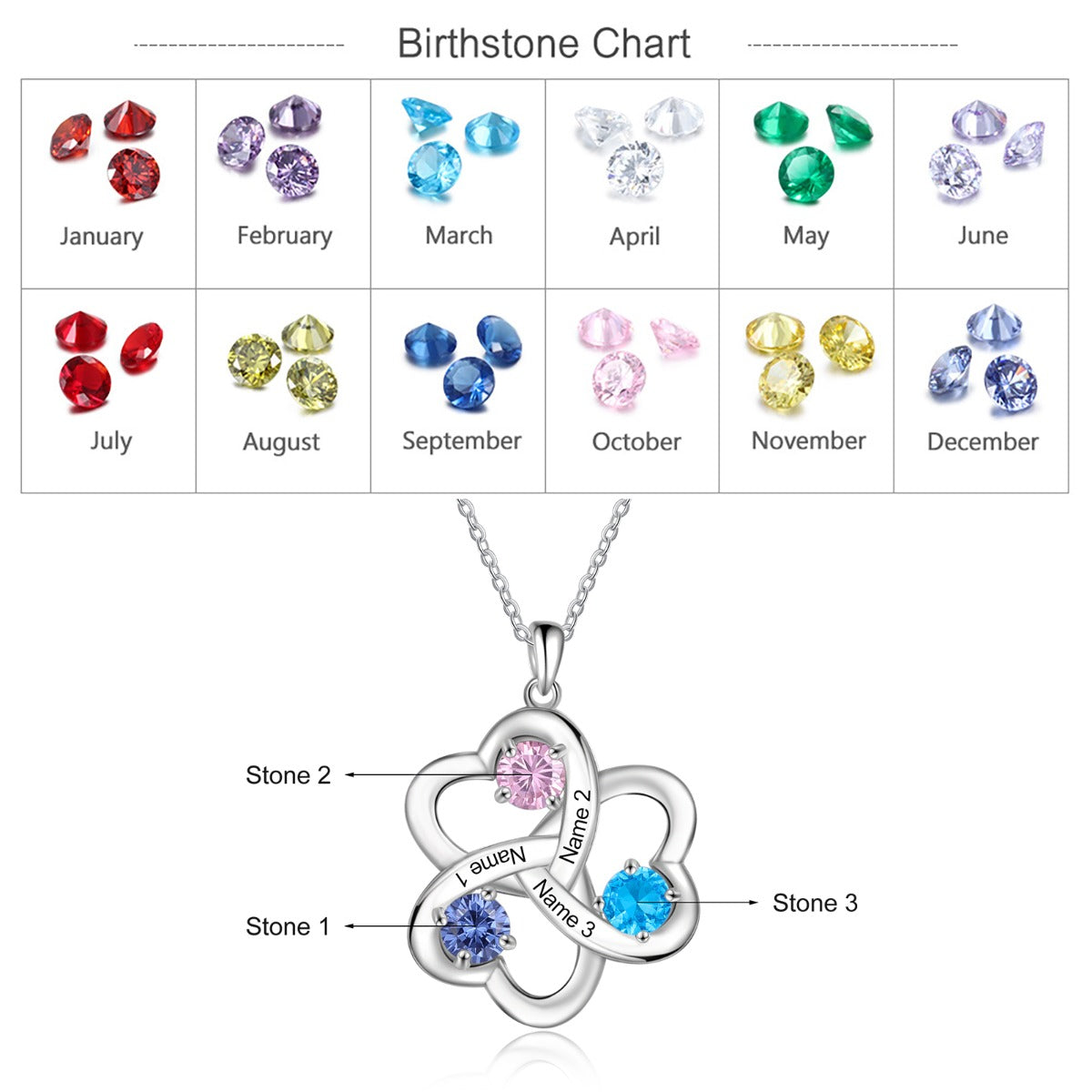 Rhodium Plated Heart Shape Flower Necklace