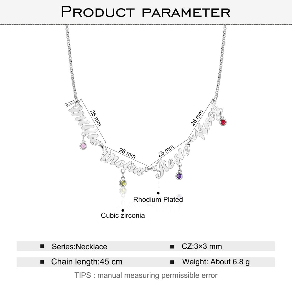 Custom Birthstone Name Necklace