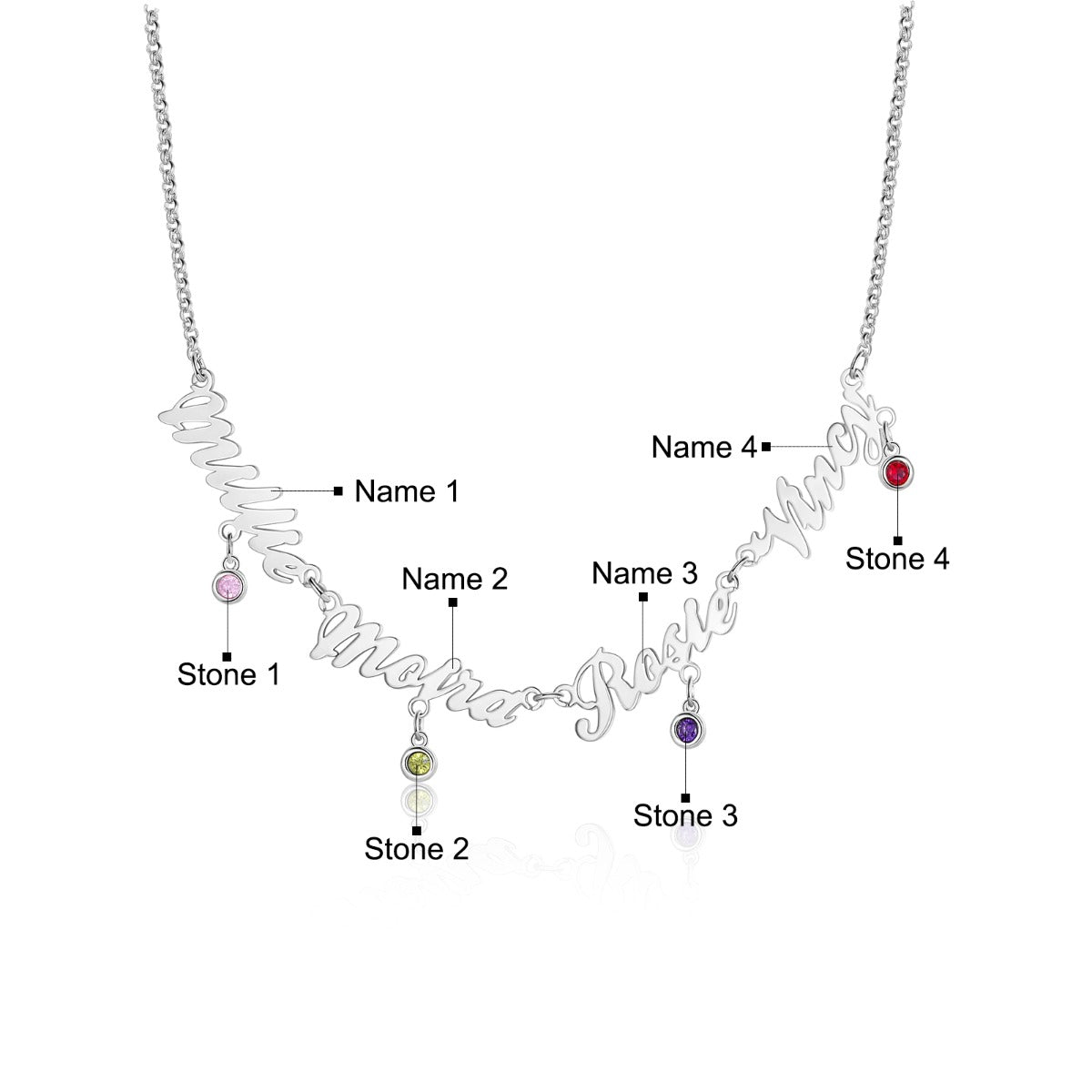 Custom Birthstone Name Necklace