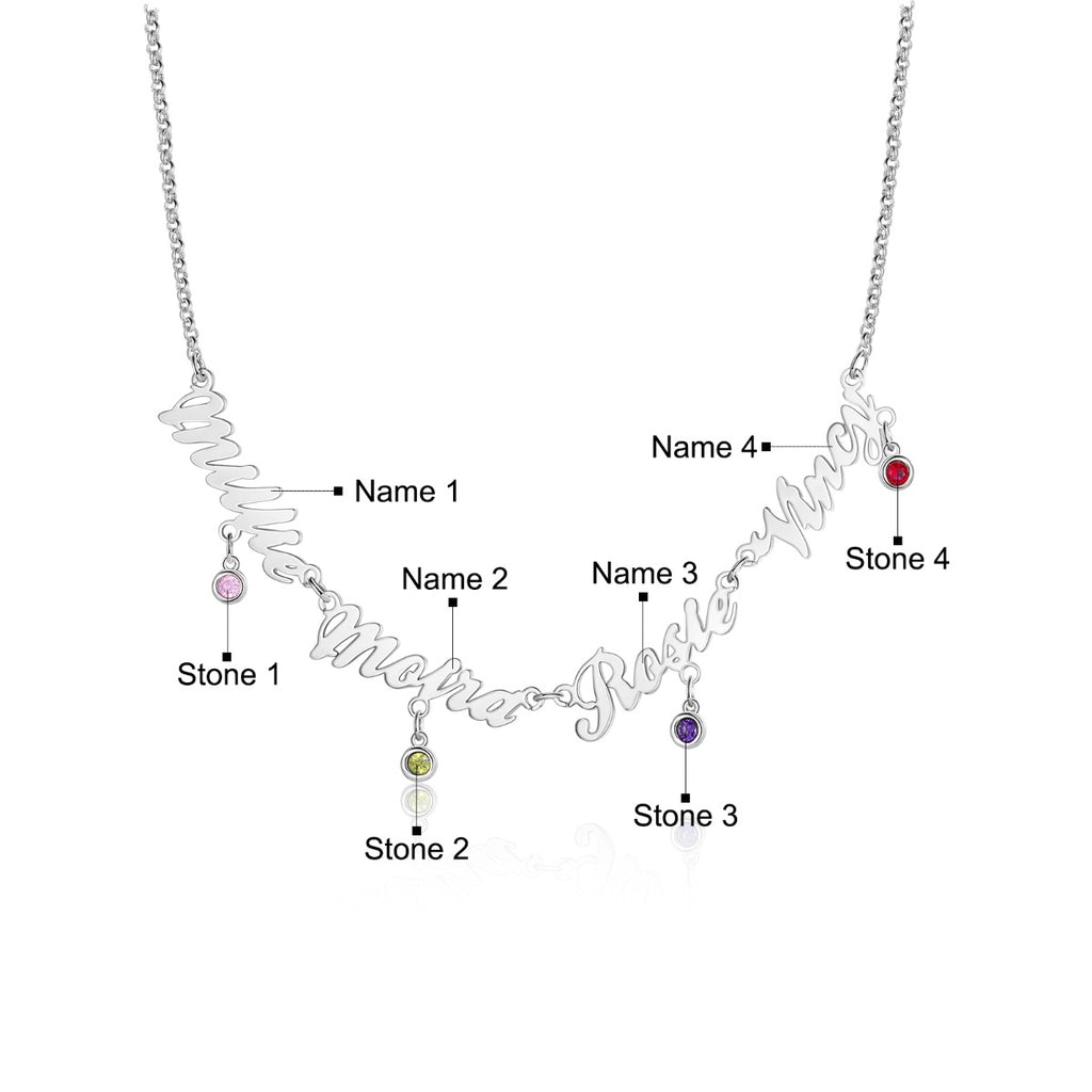 Custom Birthstone Name Necklace