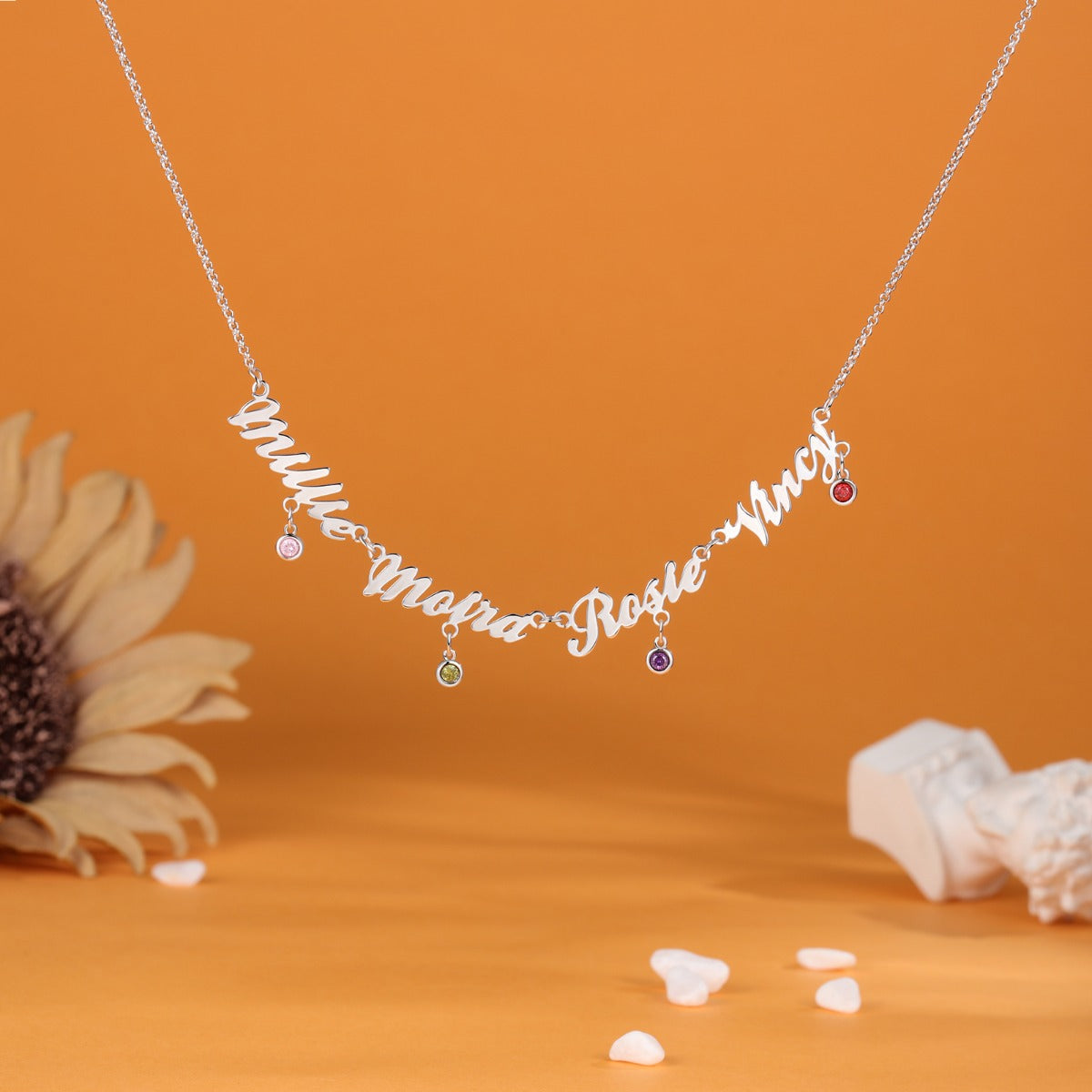 Custom Birthstone Name Necklace