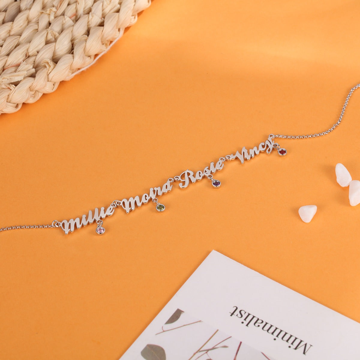 Custom Birthstone Name Necklace