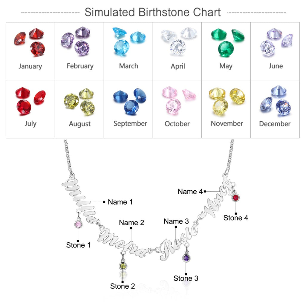 Custom Birthstone Name Necklace