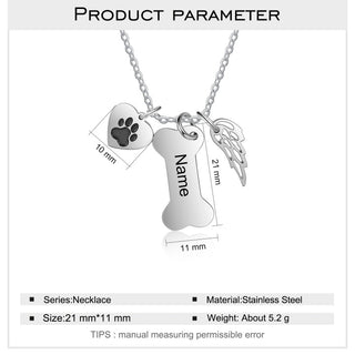 Personalized Stainless Steel Bone Heart Necklace