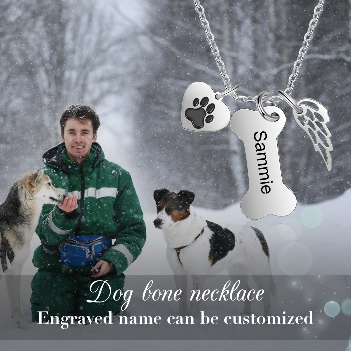 Personalized Stainless Steel Bone Heart Necklace