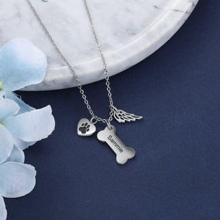 Personalized Stainless Steel Bone Heart Necklace