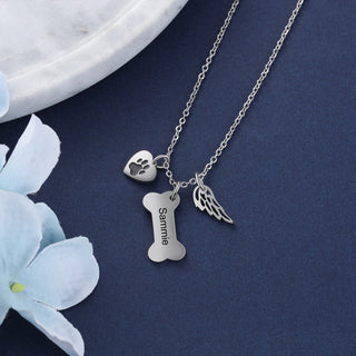 Personalized Stainless Steel Bone Heart Necklace