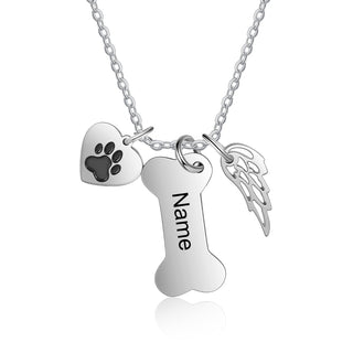 Personalized Stainless Steel Bone Heart Necklace