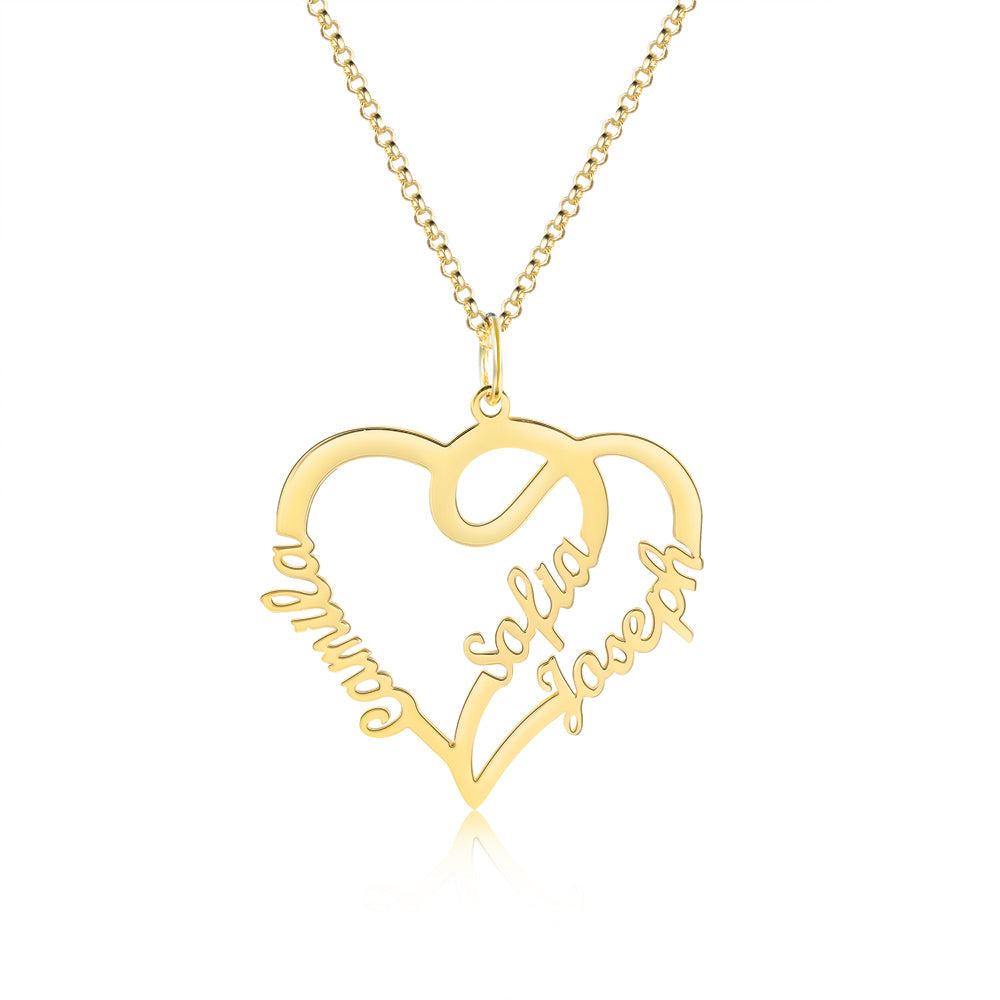 Personalized Gold Plated Heart Name Necklace