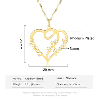 Personalized Gold Plated Heart Name Necklace