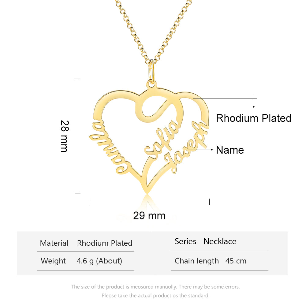 Personalized Gold Plated Heart Name Necklace
