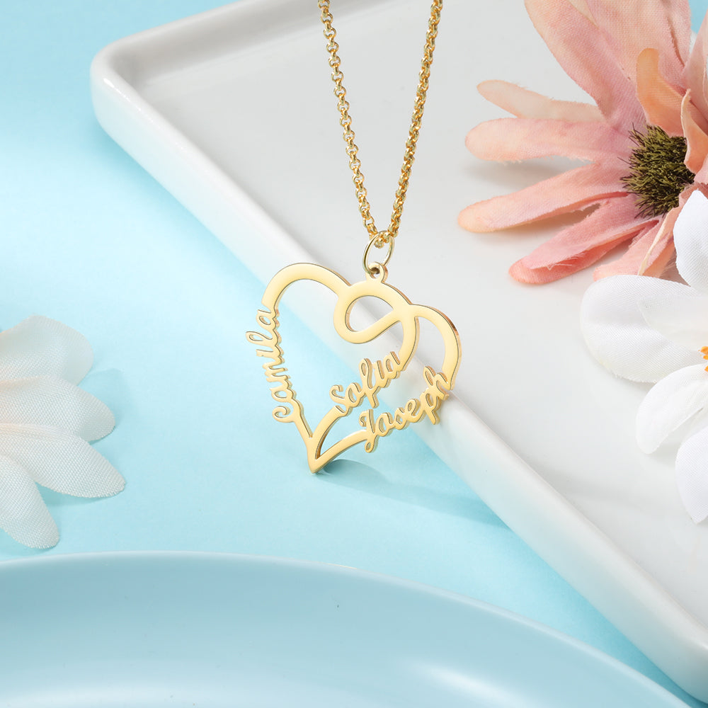 Personalized Gold Plated Heart Name Necklace