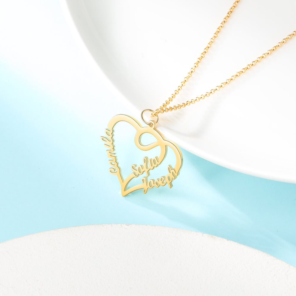 Personalized Gold Plated Heart Name Necklace