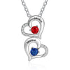 Copper Hearts Pendant Necklace with Birthstones