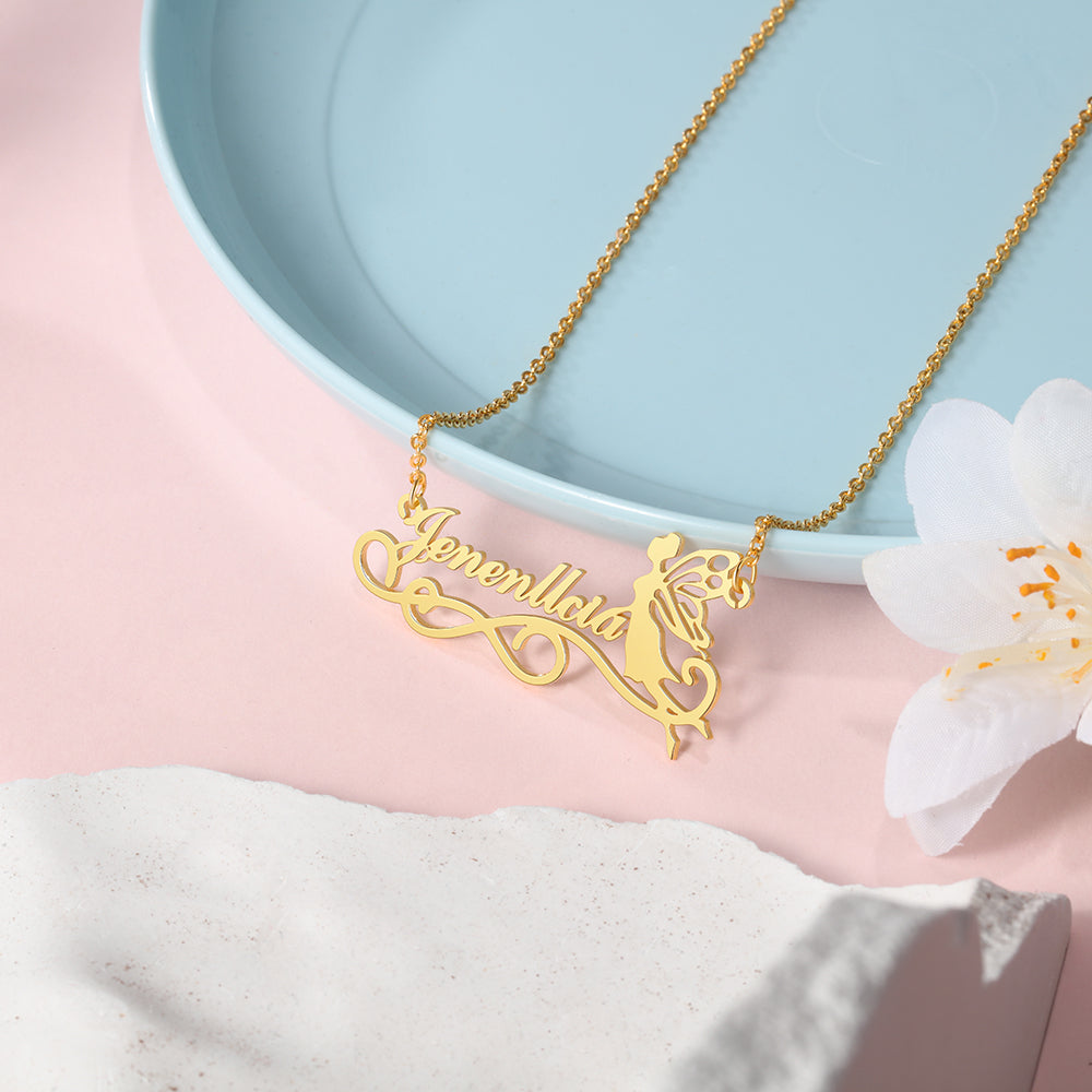 Personalized Butterfly Fairy Name Necklace